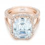 18k Rose Gold 18k Rose Gold Custom Diamond Halo Engagement Ring - Flat View -  102368 - Thumbnail