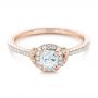 18k Rose Gold 18k Rose Gold Custom Diamond Halo Engagement Ring - Flat View -  102420 - Thumbnail