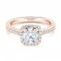 18k Rose Gold 18k Rose Gold Custom Diamond Halo Engagement Ring - Flat View -  102422 - Thumbnail