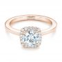 14k Rose Gold 14k Rose Gold Custom Diamond Halo Engagement Ring - Flat View -  102460 - Thumbnail