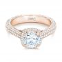 14k Rose Gold 14k Rose Gold Custom Diamond Halo Engagement Ring - Flat View -  102468 - Thumbnail