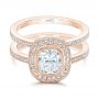 14k Rose Gold 14k Rose Gold Custom Diamond Halo Engagement Ring - Flat View -  102542 - Thumbnail