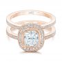 14k Rose Gold 14k Rose Gold Custom Diamond Halo Engagement Ring - Flat View -  102542 - Thumbnail