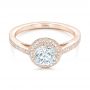 18k Rose Gold 18k Rose Gold Custom Diamond Halo Engagement Ring - Flat View -  102692 - Thumbnail