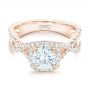 14k Rose Gold 14k Rose Gold Custom Diamond Halo Engagement Ring - Flat View -  102748 - Thumbnail