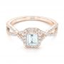 14k Rose Gold 14k Rose Gold Custom Diamond Halo Engagement Ring - Flat View -  102751 - Thumbnail