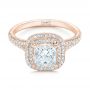 18k Rose Gold 18k Rose Gold Custom Diamond Halo Engagement Ring - Flat View -  102771 - Thumbnail