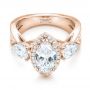 14k Rose Gold 14k Rose Gold Custom Diamond Halo Engagement Ring - Flat View -  102873 - Thumbnail