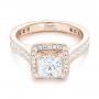 14k Rose Gold 14k Rose Gold Custom Diamond Halo Engagement Ring - Flat View -  102882 - Thumbnail