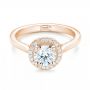 14k Rose Gold 14k Rose Gold Custom Diamond Halo Engagement Ring - Flat View -  103002 - Thumbnail