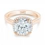 14k Rose Gold 14k Rose Gold Custom Diamond Halo Engagement Ring - Flat View -  103005 - Thumbnail