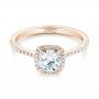 18k Rose Gold 18k Rose Gold Custom Diamond Halo Engagement Ring - Flat View -  103037 - Thumbnail