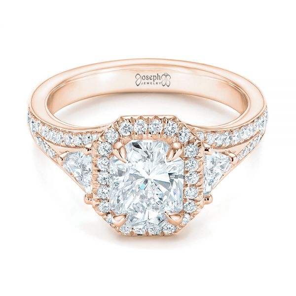 14k Rose Gold 14k Rose Gold Custom Diamond Halo Engagement Ring - Flat View -  103157