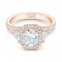 14k Rose Gold 14k Rose Gold Custom Diamond Halo Engagement Ring - Flat View -  103157 - Thumbnail