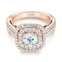 18k Rose Gold 18k Rose Gold Custom Diamond Halo Engagement Ring - Flat View -  103223 - Thumbnail