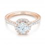 18k Rose Gold 18k Rose Gold Custom Diamond Halo Engagement Ring - Flat View -  103268 - Thumbnail