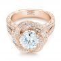 14k Rose Gold 14k Rose Gold Custom Diamond Halo Engagement Ring - Flat View -  103325 - Thumbnail