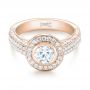 14k Rose Gold 14k Rose Gold Custom Diamond Halo Engagement Ring - Flat View -  103394 - Thumbnail