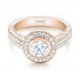 18k Rose Gold 18k Rose Gold Custom Diamond Halo Engagement Ring - Flat View -  103394 - Thumbnail