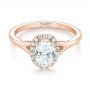 18k Rose Gold 18k Rose Gold Custom Diamond Halo Engagement Ring - Flat View -  103413 - Thumbnail