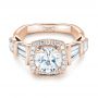 18k Rose Gold 18k Rose Gold Custom Diamond Halo Engagement Ring - Flat View -  103436 - Thumbnail