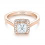 18k Rose Gold 18k Rose Gold Custom Diamond Halo Engagement Ring - Flat View -  103515 - Thumbnail