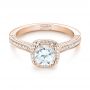 18k Rose Gold 18k Rose Gold Custom Diamond Halo Engagement Ring - Flat View -  103535 - Thumbnail