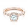 14k Rose Gold 14k Rose Gold Custom Diamond Halo Engagement Ring - Flat View -  103535 - Thumbnail