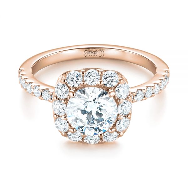14k Rose Gold 14k Rose Gold Custom Diamond Halo Engagement Ring - Flat View - 103588
