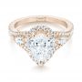 14k Rose Gold 14k Rose Gold Custom Diamond Halo Engagement Ring - Flat View -  103632 - Thumbnail