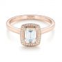 14k Rose Gold Custom Diamond Halo Engagement Ring - Flat View -  103914 - Thumbnail