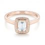 18k Rose Gold 18k Rose Gold Custom Diamond Halo Engagement Ring - Flat View -  103914 - Thumbnail