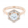 18k Rose Gold 18k Rose Gold Custom Diamond Halo Engagement Ring - Flat View -  103992 - Thumbnail