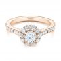 18k Rose Gold 18k Rose Gold Custom Diamond Halo Engagement Ring - Flat View -  104064 - Thumbnail