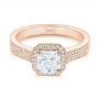 14k Rose Gold 14k Rose Gold Custom Diamond Halo Engagement Ring - Flat View -  104070 - Thumbnail