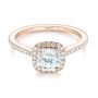 18k Rose Gold 18k Rose Gold Custom Diamond Halo Engagement Ring - Flat View -  104686 - Thumbnail