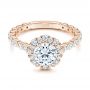 14k Rose Gold 14k Rose Gold Custom Diamond Halo Engagement Ring - Flat View -  106108 - Thumbnail