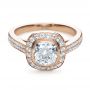 14k Rose Gold 14k Rose Gold Custom Diamond Halo Engagement Ring - Flat View -  1116 - Thumbnail