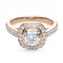 14k Rose Gold 14k Rose Gold Custom Diamond Halo Engagement Ring - Flat View -  1116 - Thumbnail