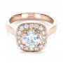 18k Rose Gold 18k Rose Gold Custom Diamond Halo Engagement Ring - Flat View -  1330 - Thumbnail