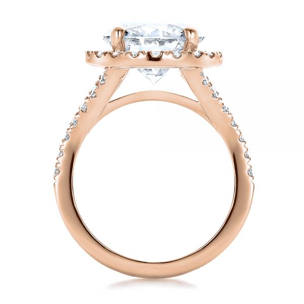14k Rose Gold 14k Rose Gold Custom Diamond Halo Engagement Ring - Front View -  100484
