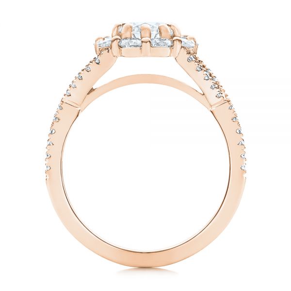 14k Rose Gold 14k Rose Gold Custom Diamond Halo Engagement Ring - Front View - 100874