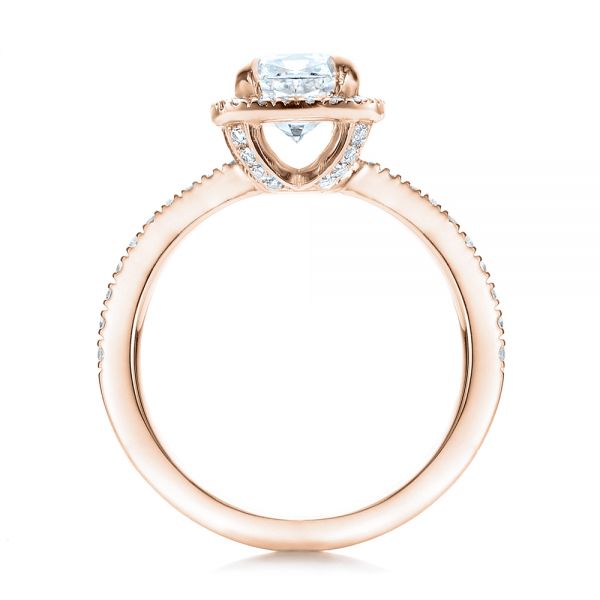 14k Rose Gold 14k Rose Gold Custom Diamond Halo Engagement Ring - Front View - 101224
