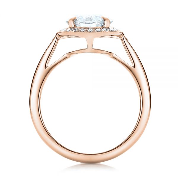 14k Rose Gold 14k Rose Gold Custom Diamond Halo Engagement Ring - Front View -  101726