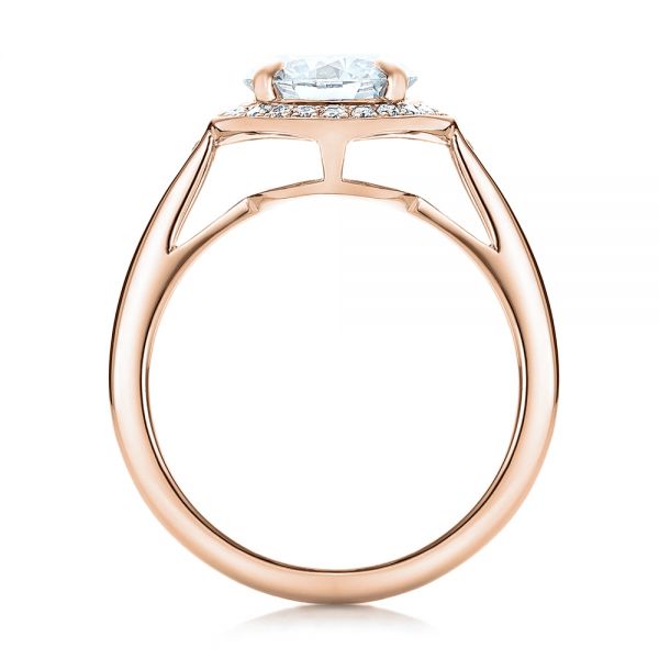 14k Rose Gold 14k Rose Gold Custom Diamond Halo Engagement Ring - Front View - 101726