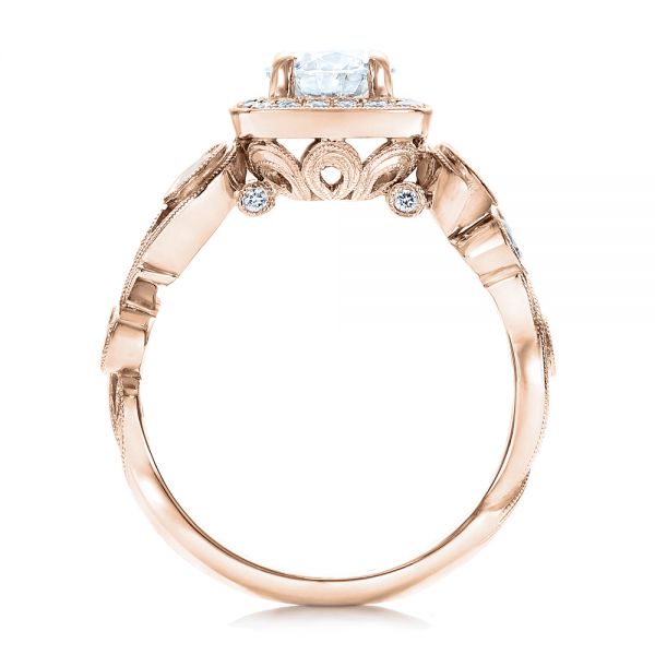 14k Rose Gold 14k Rose Gold Custom Diamond Halo Engagement Ring - Front View -  102021
