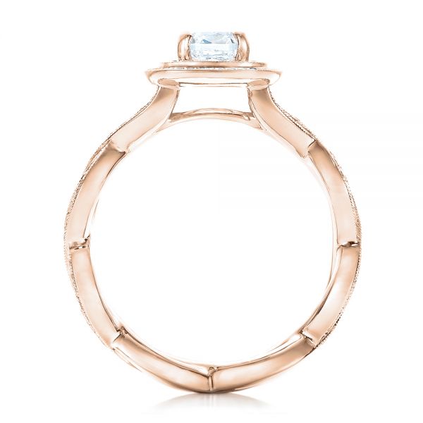 14k Rose Gold 14k Rose Gold Custom Diamond Halo Engagement Ring - Front View -  102119