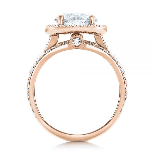14k Rose Gold 14k Rose Gold Custom Diamond Halo Engagement Ring - Front View -  102158