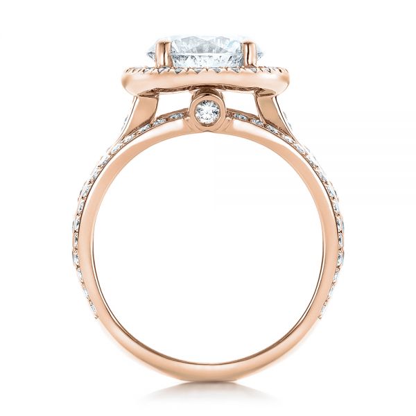 14k Rose Gold 14k Rose Gold Custom Diamond Halo Engagement Ring - Front View - 102158