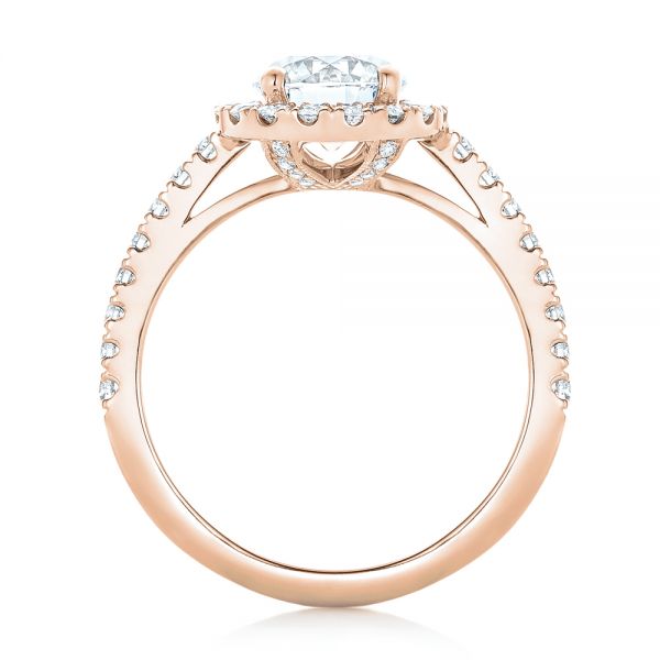 18k Rose Gold 18k Rose Gold Custom Diamond Halo Engagement Ring - Front View -  102260